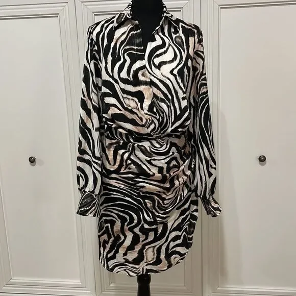 Anthropologie Wrap Dress Black and White Zebra Print size 16w NWT - Picture 5 of 8
